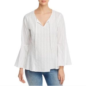 NWT CUPIO BLUSH EMBROIDERED BELL SLEEVE PEASANT TOP size S WHITE COTTON $78